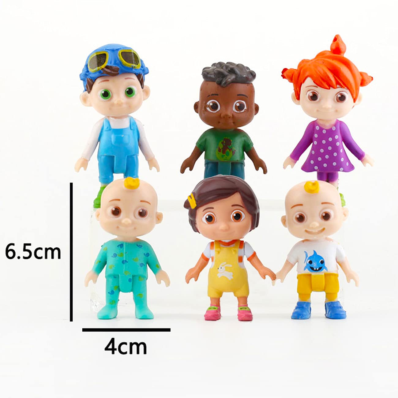 Cocomelon Mini Figures For Cake Toppers Set, 6 Pieces.