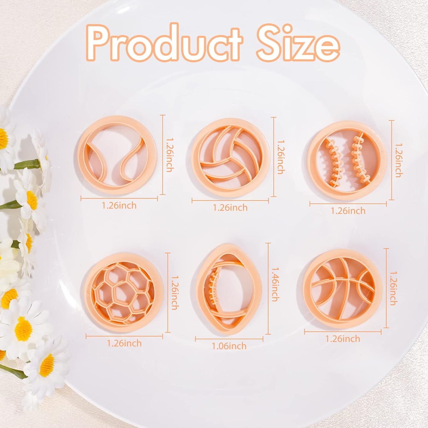 6pc Sports Ball Cookie Cutter 6pcs set