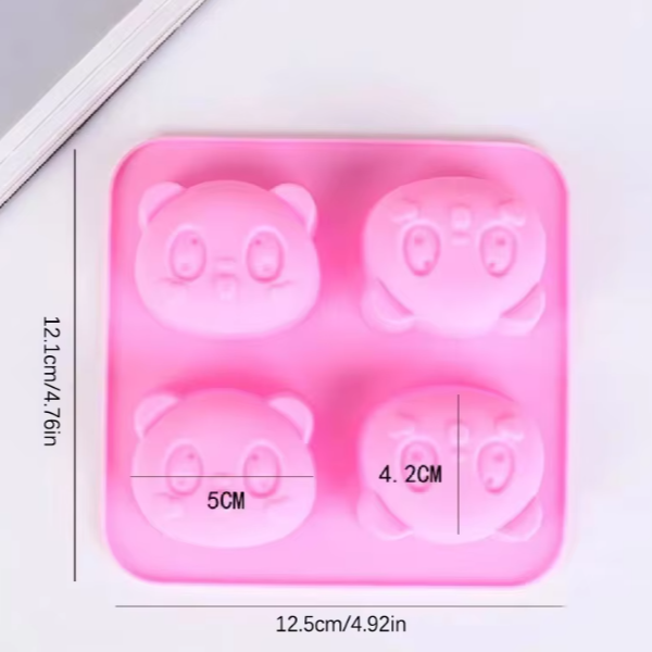 4 in 1 3D Cute Panda Silicone Molds Chocolate Candy Mold