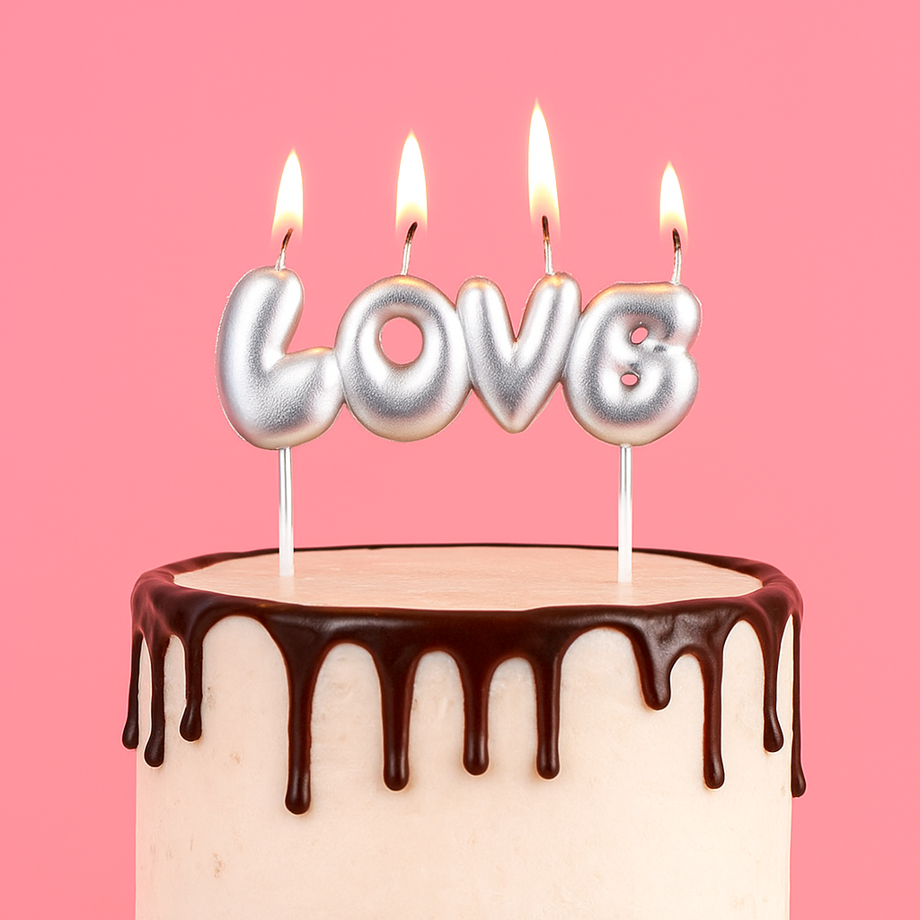 Love Birthday Candles (Silver)