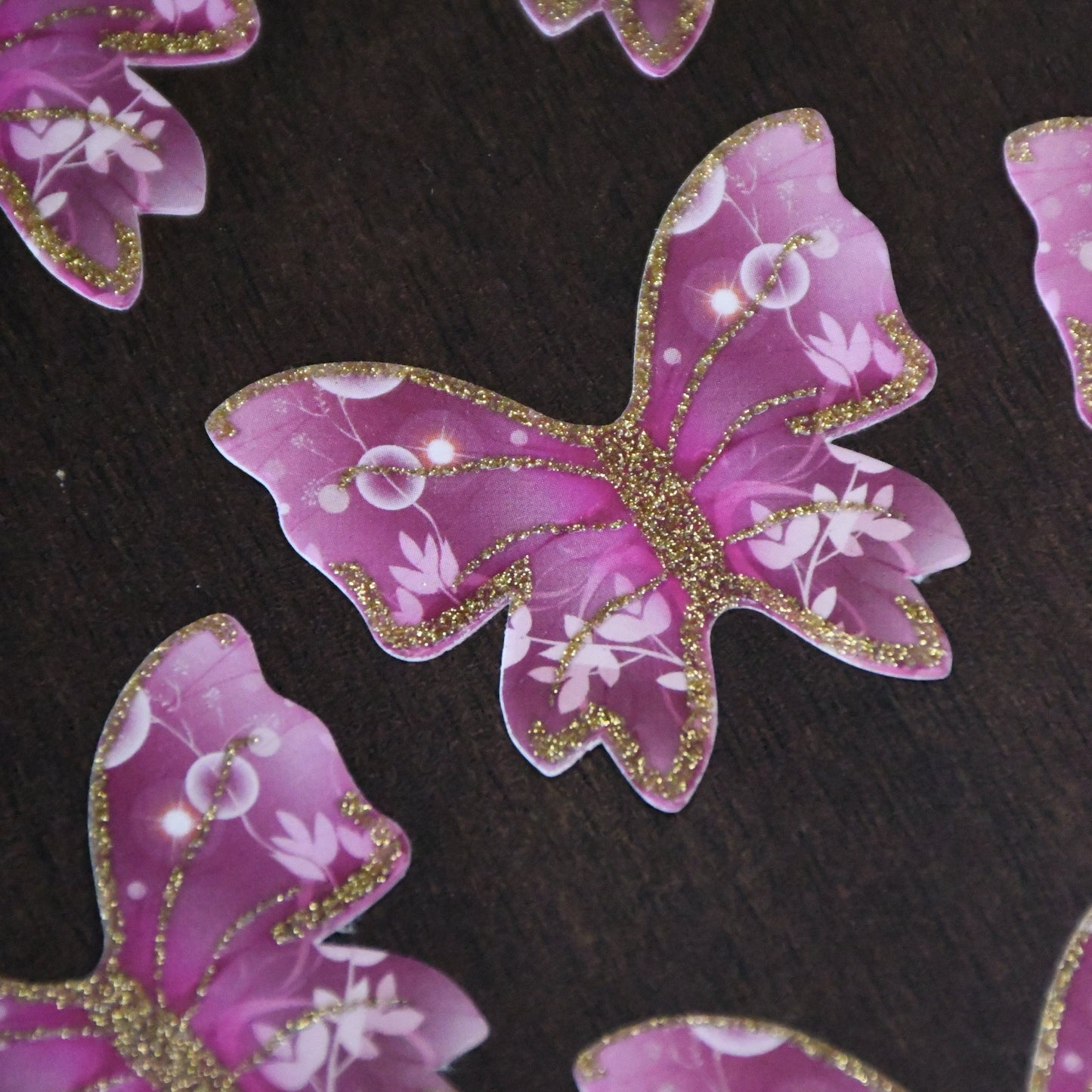 10 pcs Dark Pink Butterfly Paper Topper