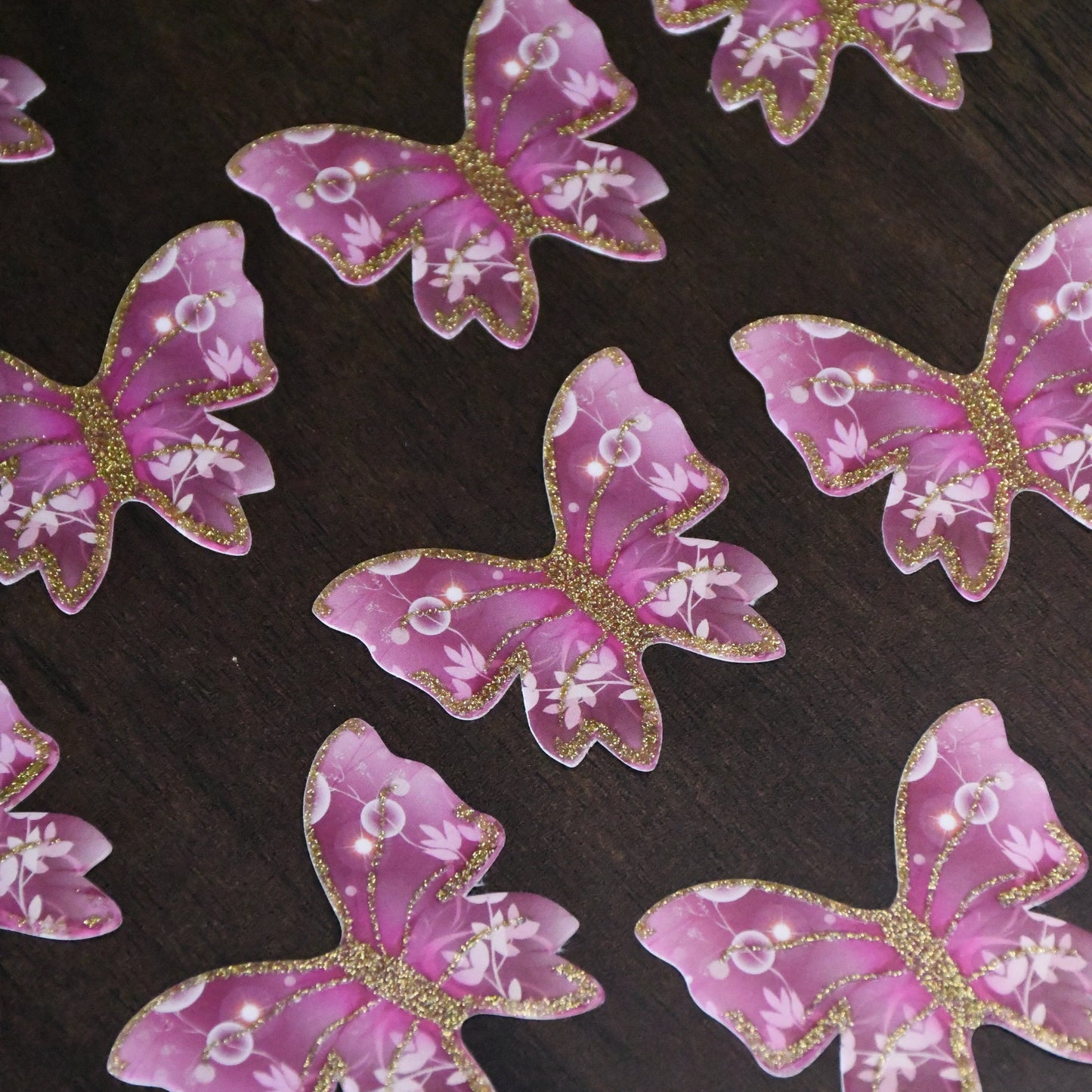 10 pcs Dark Pink Butterfly Paper Topper