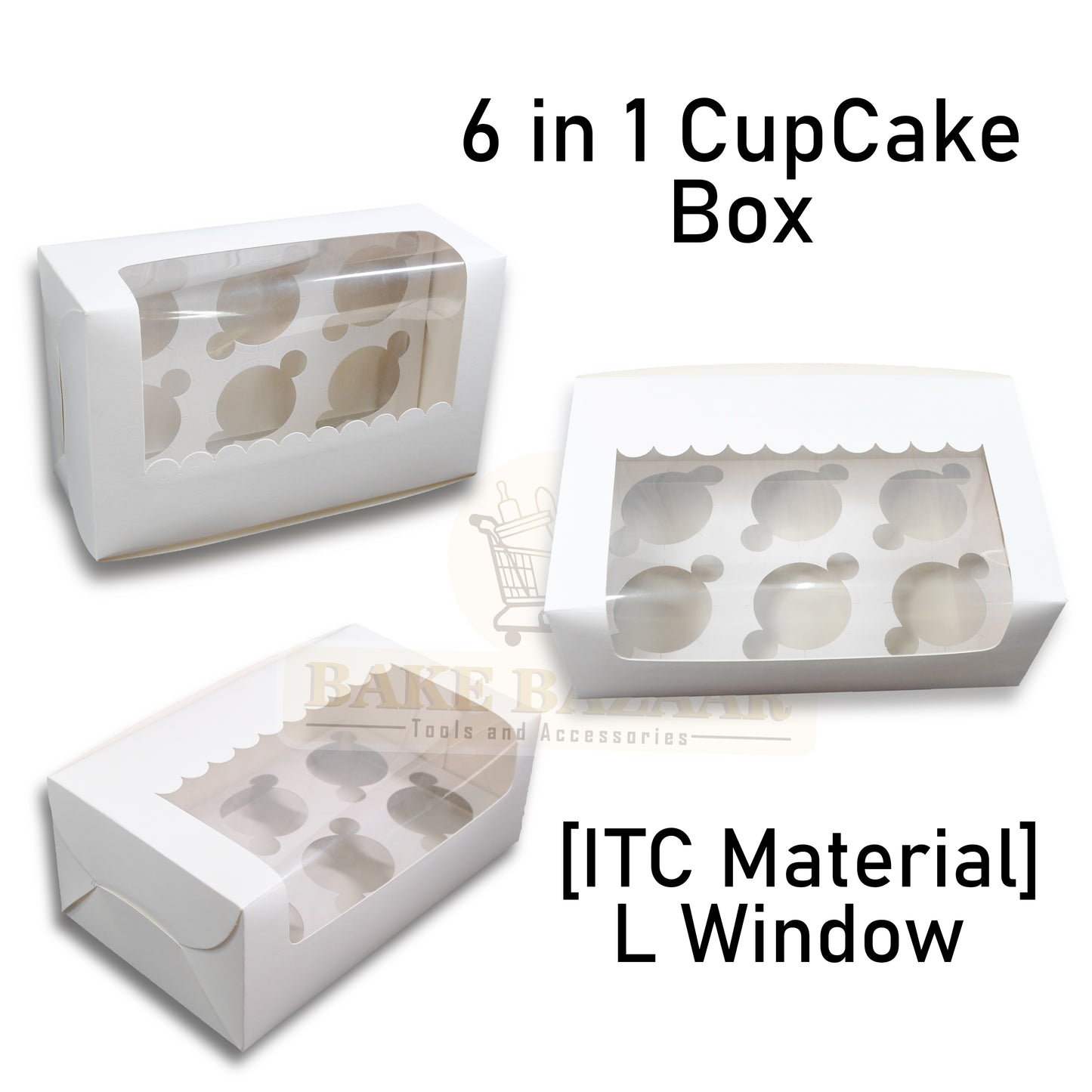 6 Cavity Cupcake Box L Window