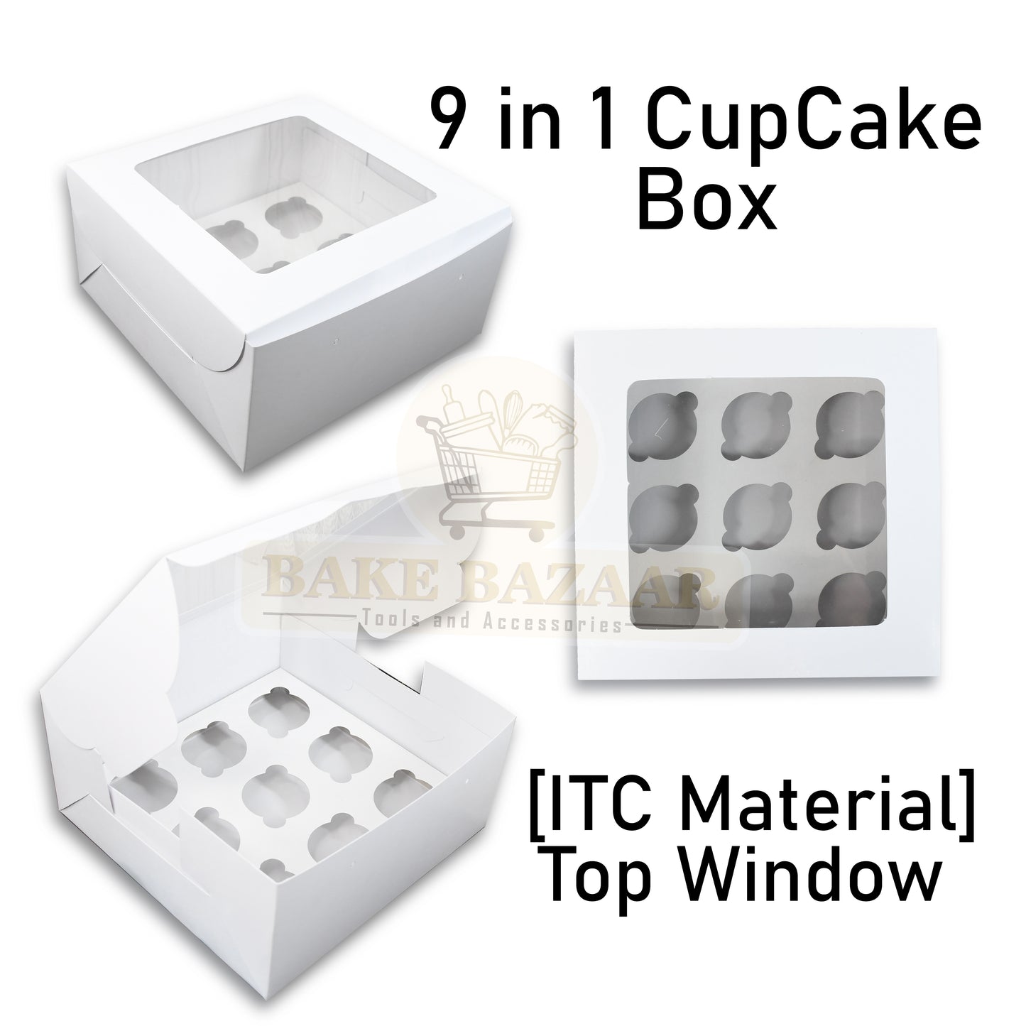 9 in 1 Cupcake Box Top Window