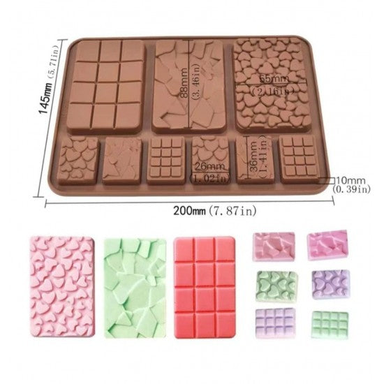 9 Cavity Silicone Chocolate Bar Mould