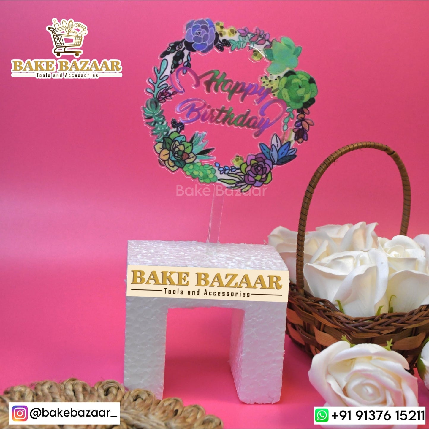Acrylic Flower Birthday Cake Topper