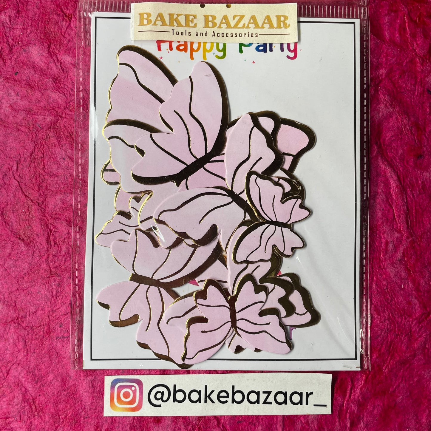 10pcs Light Pink Butterfly Paper Topper