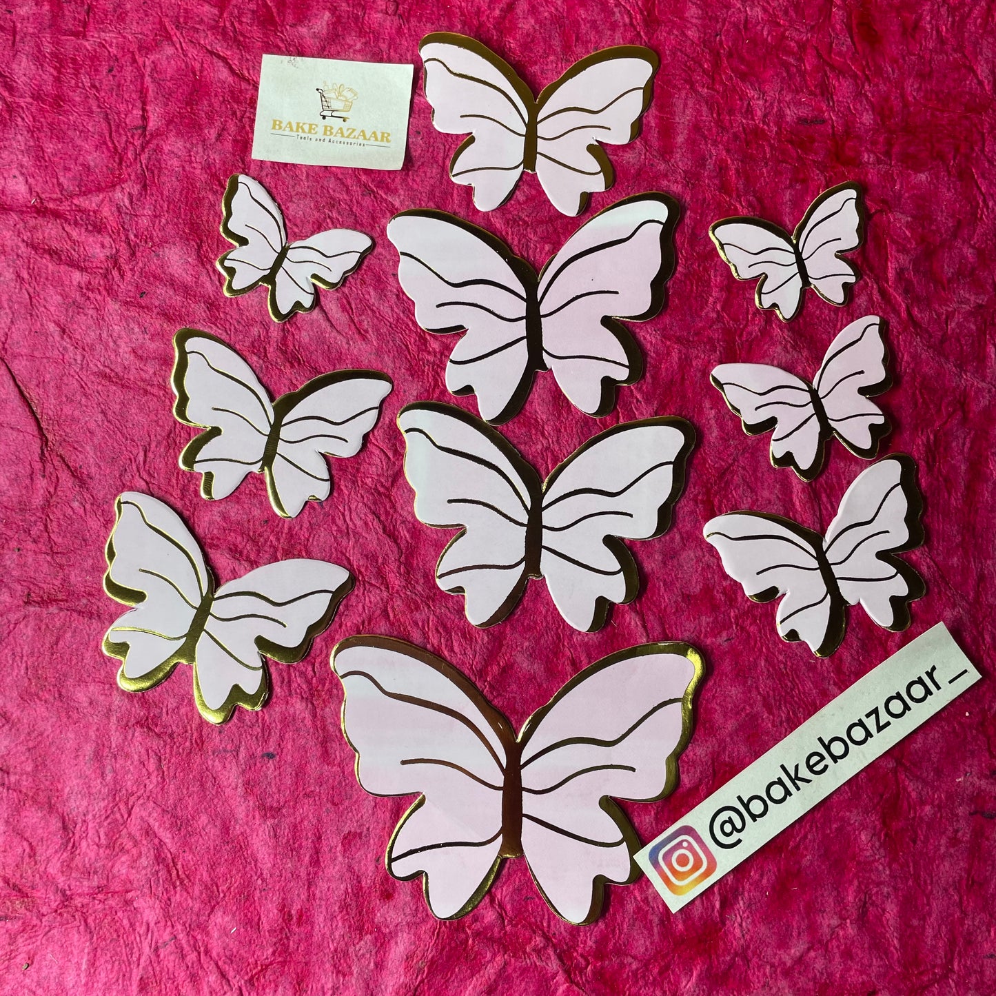 10pcs Light Pink Butterfly Paper Topper