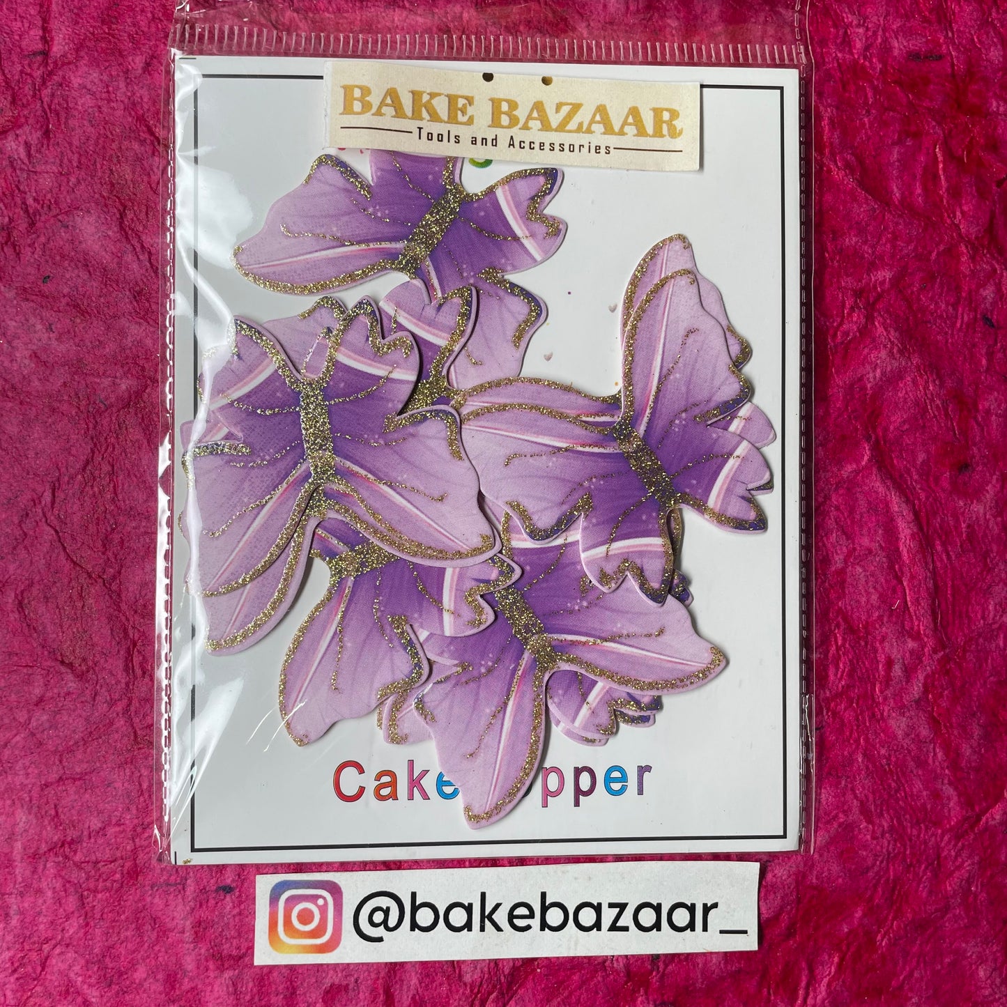 10pcs Purple Glitter Butterfly Paper Topper