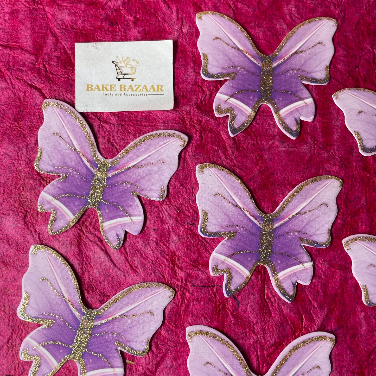 10pcs Purple Glitter Butterfly Paper Topper