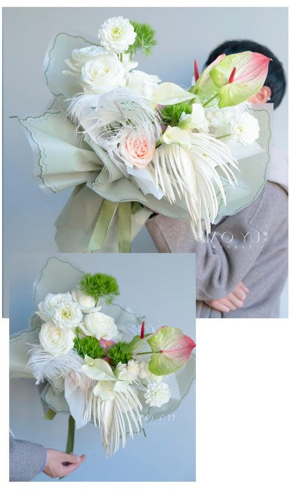 Premium Flower Wrapping Paper with Wavy Lines
