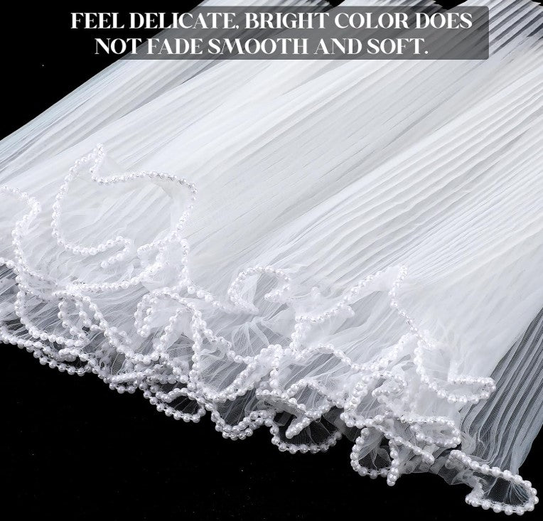 White flower Wrapping Pearl Wrinkled Mesh
