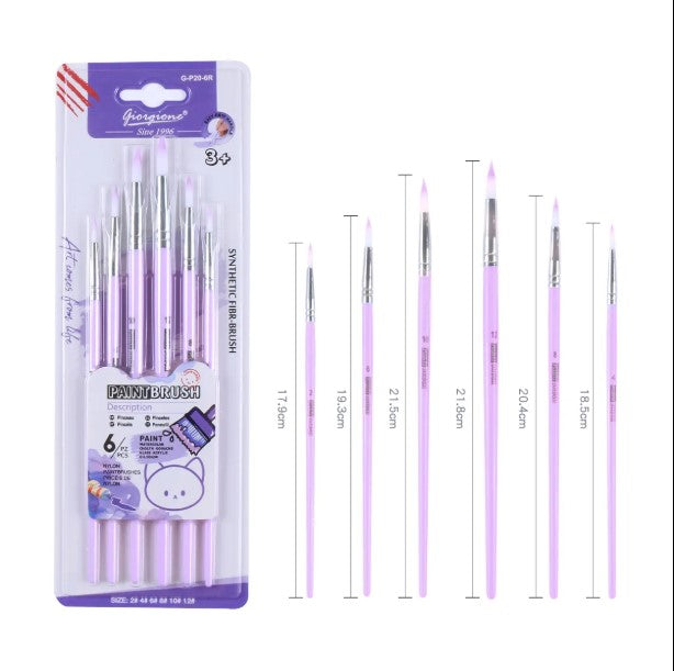 6pcs Round Shape Nylon Paint Brush