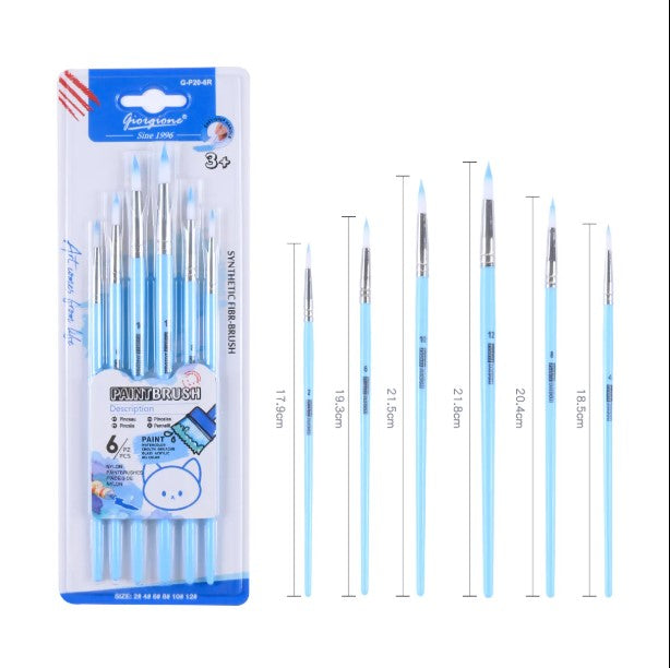 6pcs Round Shape Nylon Paint Brush