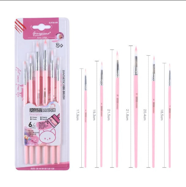 6pcs Round Shape Nylon Paint Brush