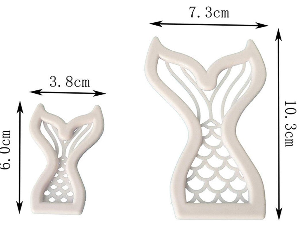 2pc Mermaid Tail Plastic Cookie Cutter