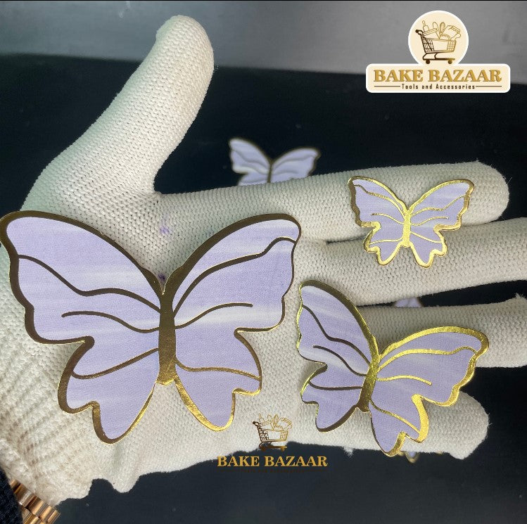 10pcs Light Purple Butterfly Paper Topper