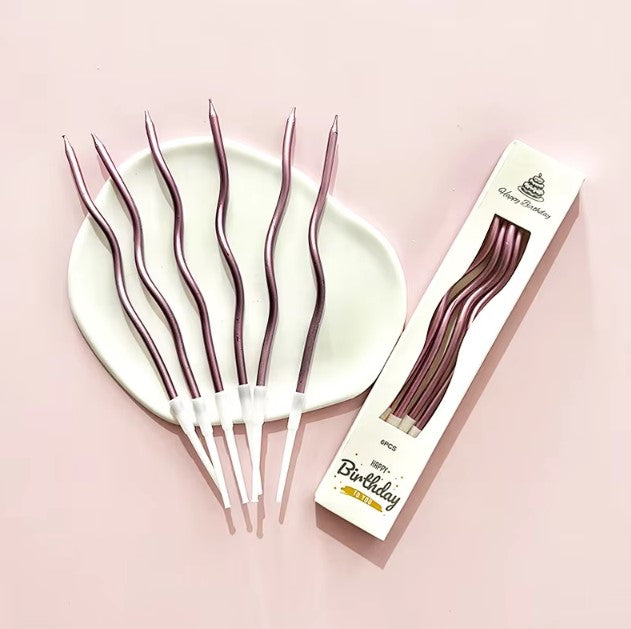 6pc Twisty Rose Gold Candles