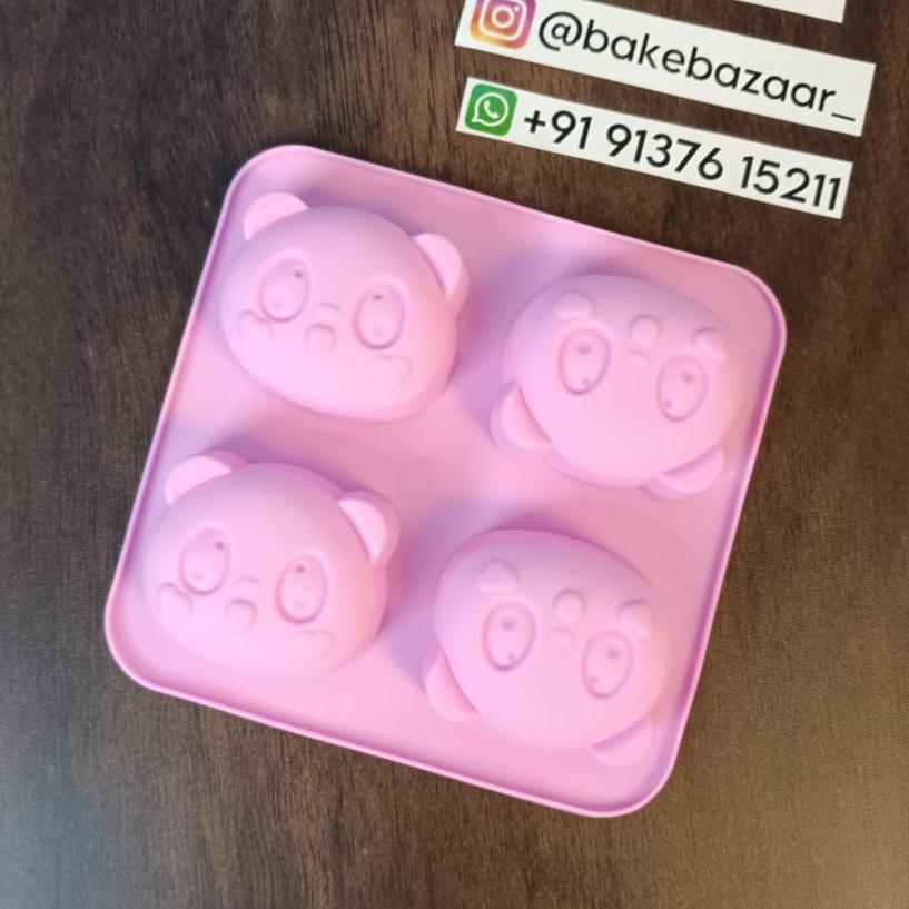 4 in 1 3D Cute Panda Silicone Molds Chocolate Candy Mold