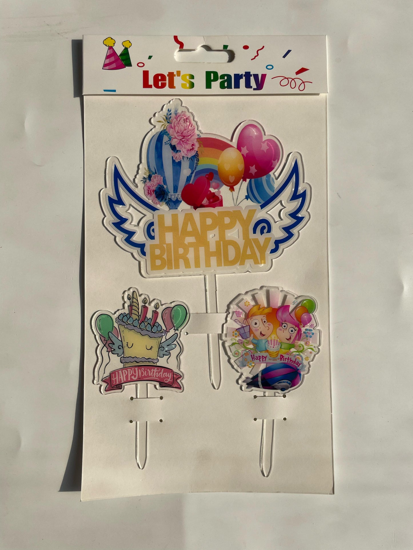 3pc Happy Birthday Wings Topper