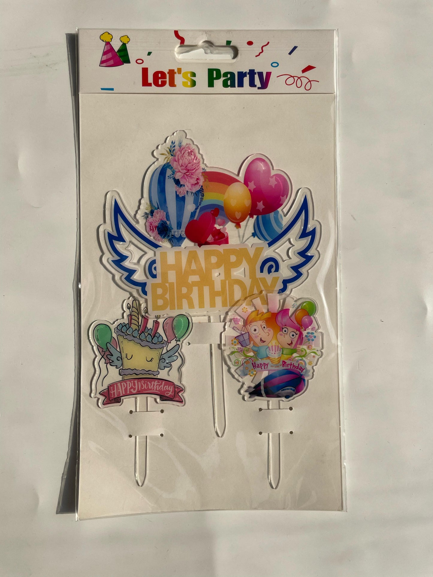 3pc Happy Birthday Wings Topper