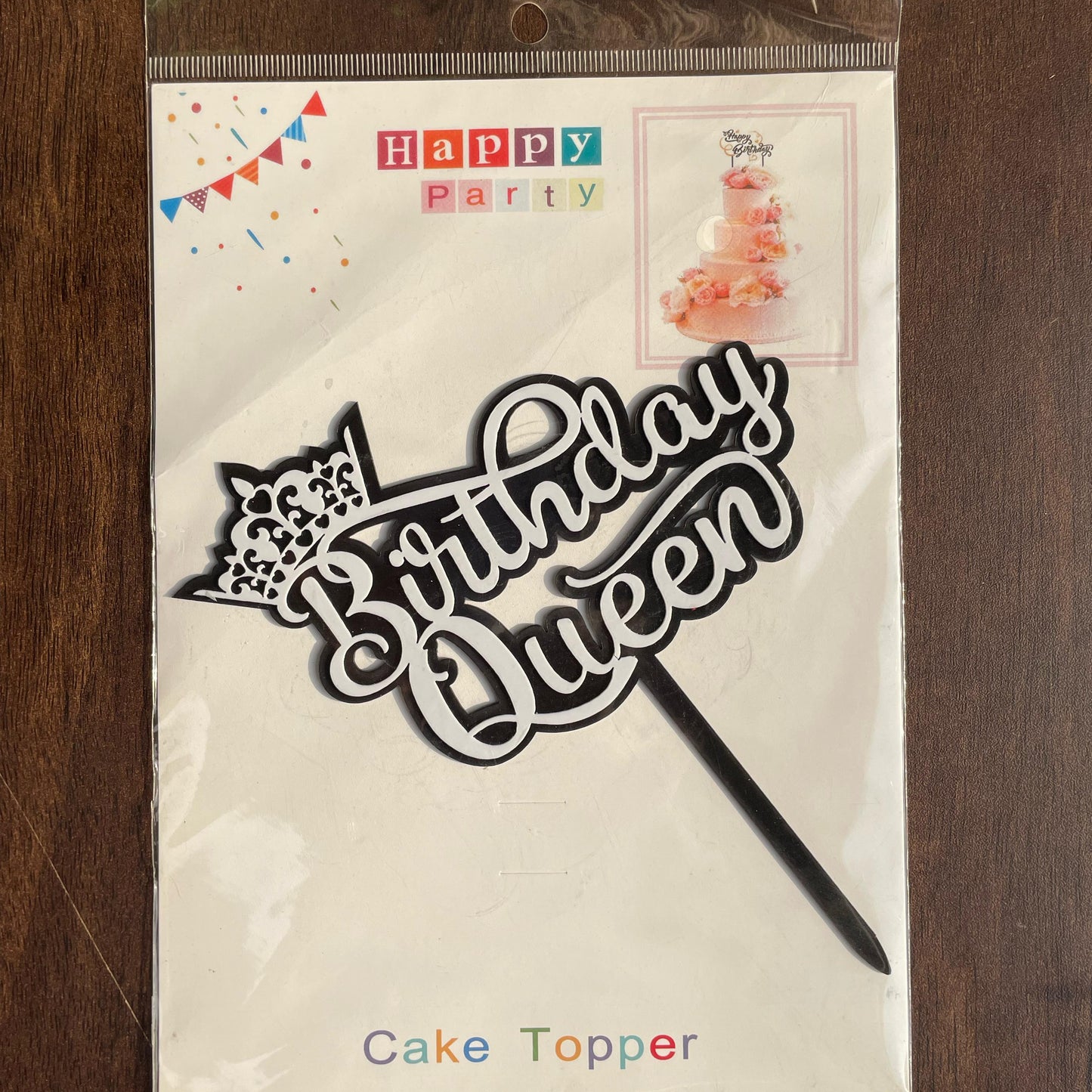 Black & White Happy Birthday Queen Topper