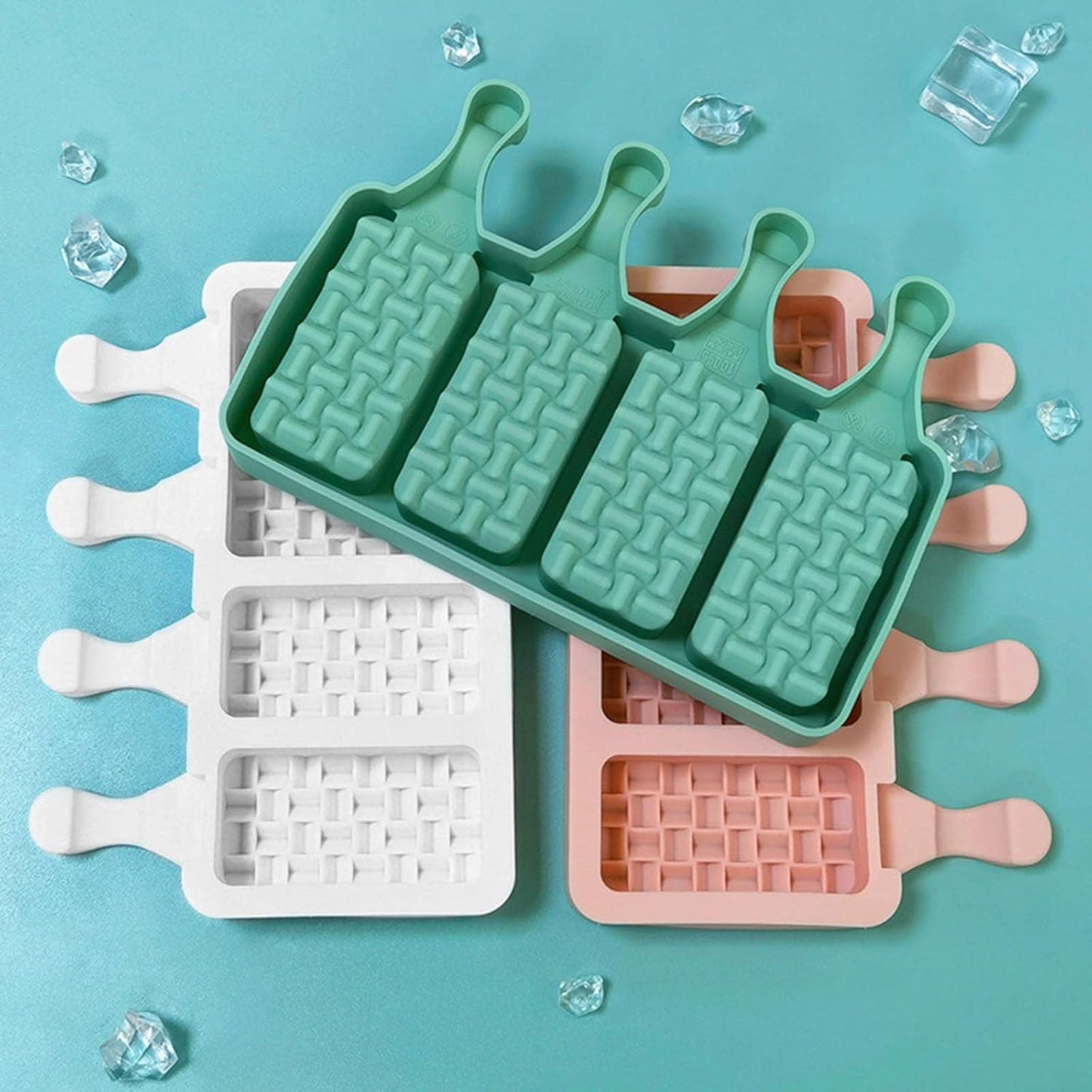 4 Cavity Weaving Popsicles Mold Non-stick Silicone Ice Cream Molds