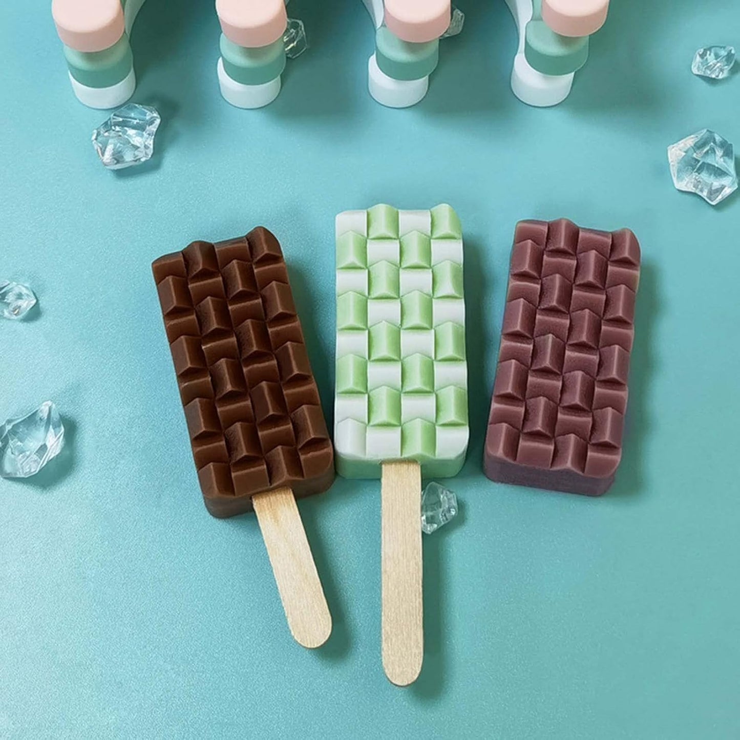 4 Cavity Weaving Popsicles Mold Non-stick Silicone Ice Cream Molds