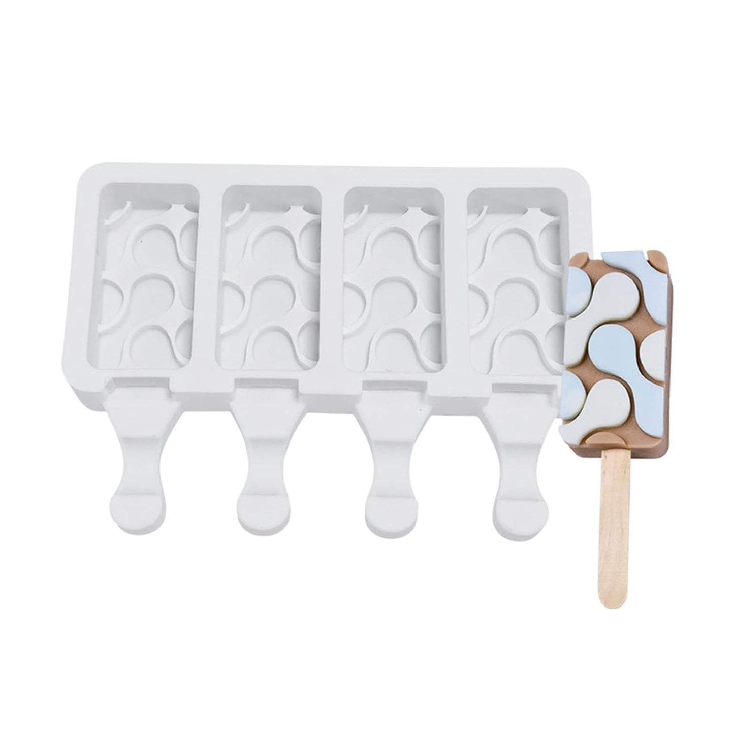 4 Cavity Popsicles Mold Non-stick Silicone Ice Cream Mold