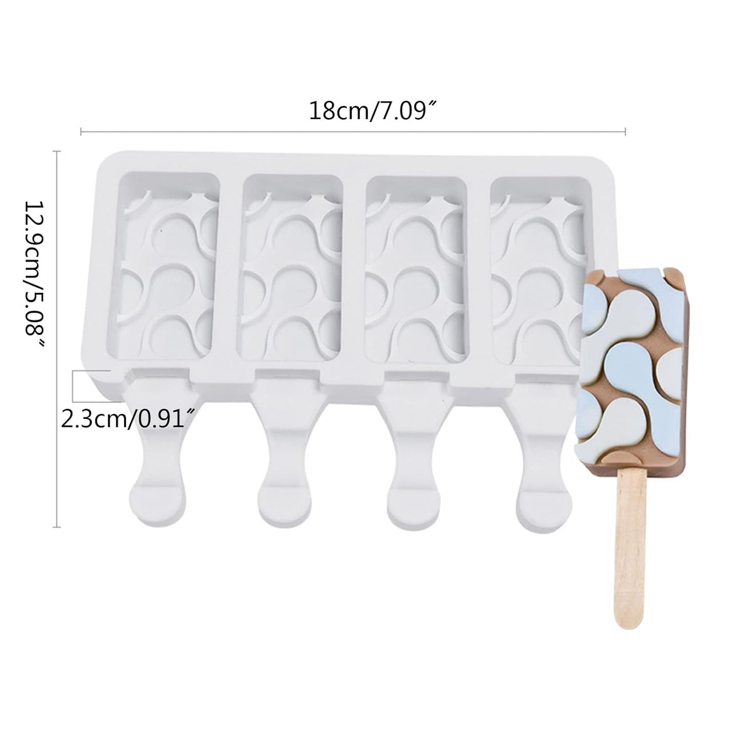 4 Cavity Popsicles Mold Non-stick Silicone Ice Cream Mold