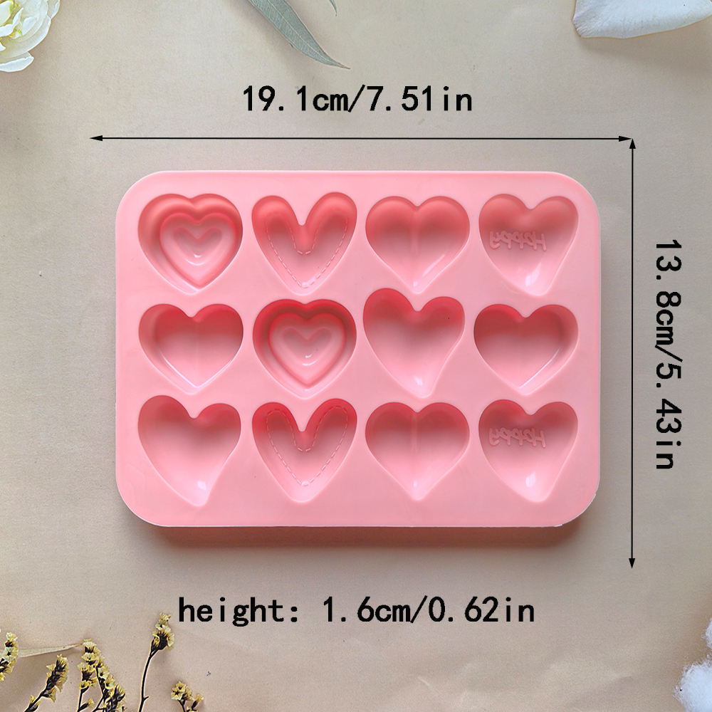 Silicon Heart Shape Chocolate Mold 12 Cavity