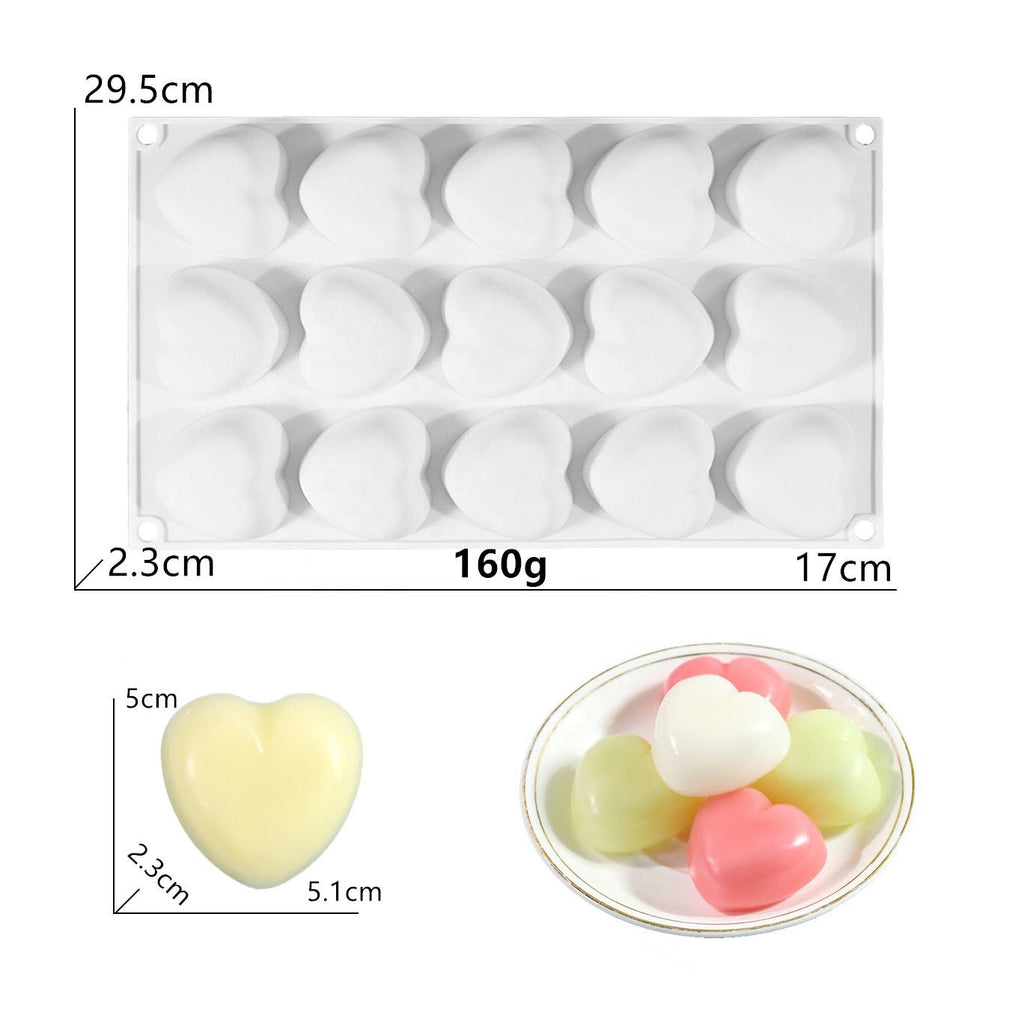 Silicone Mold 3D Heart Shape 15 Cavity for Chocolate Making