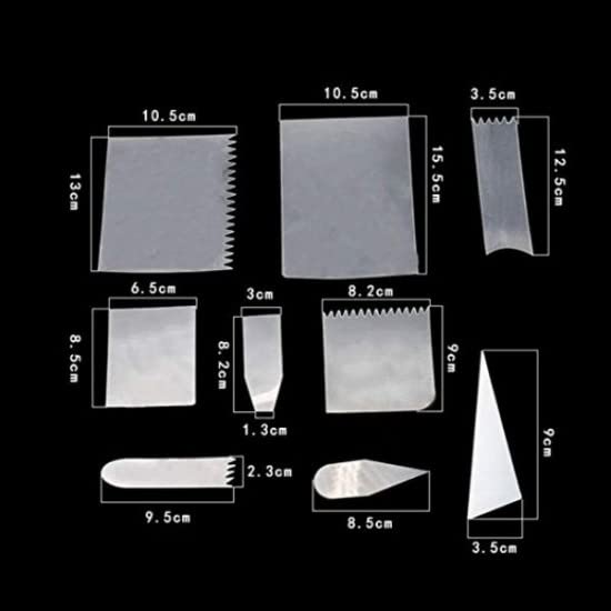 9pc Flexible Plastic Cake Scrapers for Icing