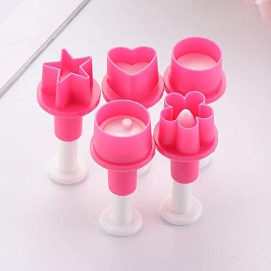 5-Piece Plunger Cutters, Button, Heart, Star, Circle & Plum Flower Shapes