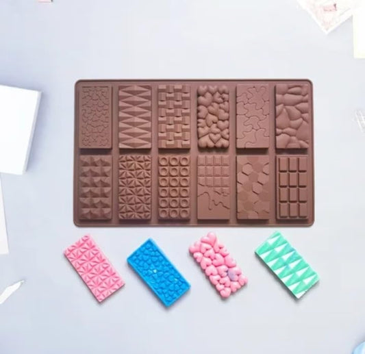 12 Different Designs Silicone Chocolate Bar Mold
