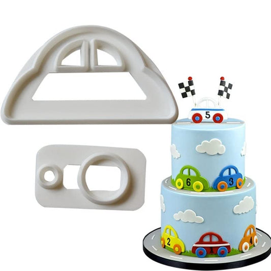2 Piece Set Car Shape Fondant Cutter