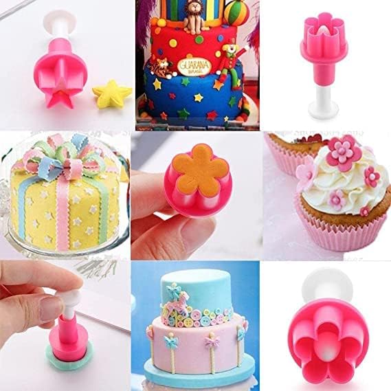 5-Piece Plunger Cutters, Button, Heart, Star, Circle & Plum Flower Shapes