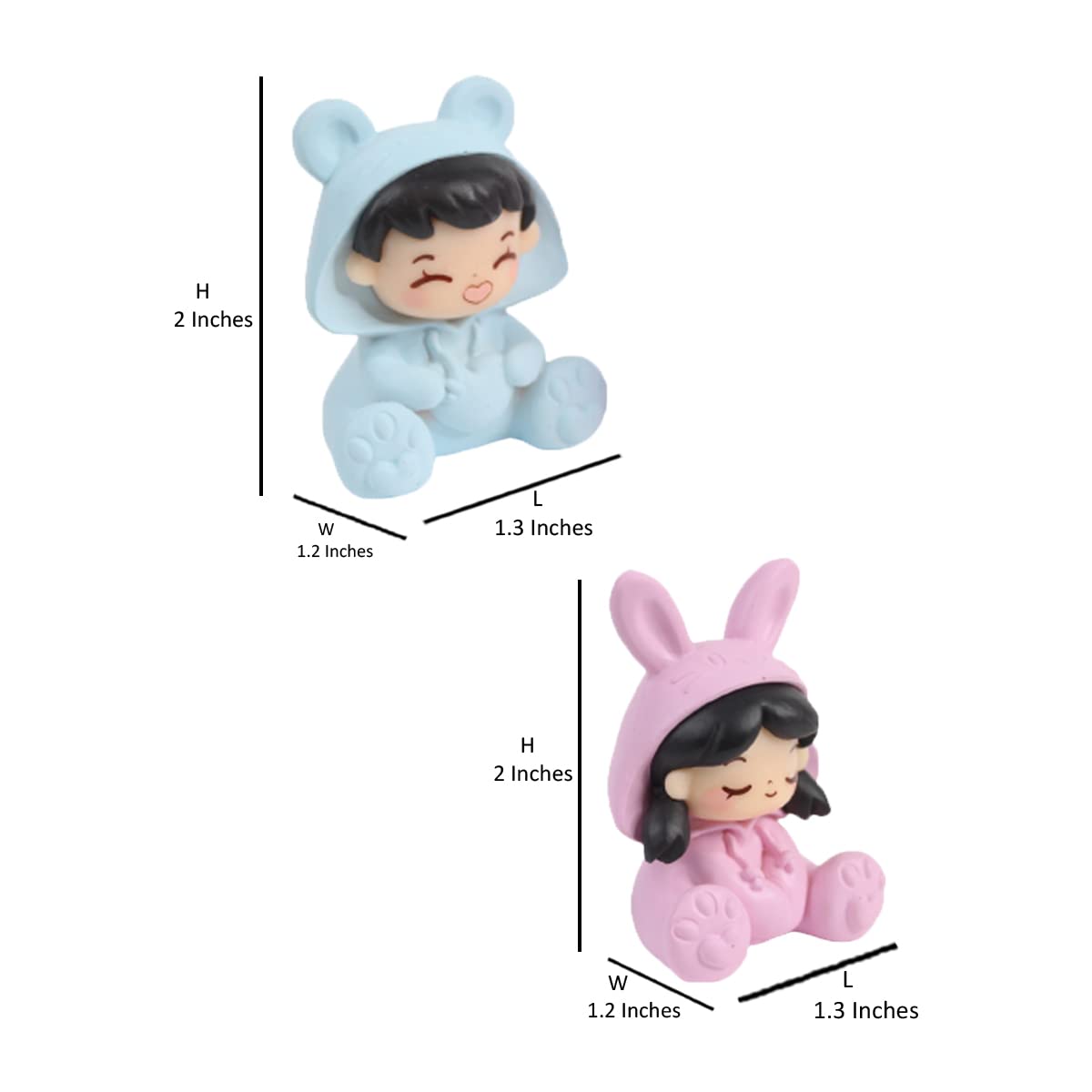 Baby Couple Miniature Toy For Cake Topper [2pc set] BBM057