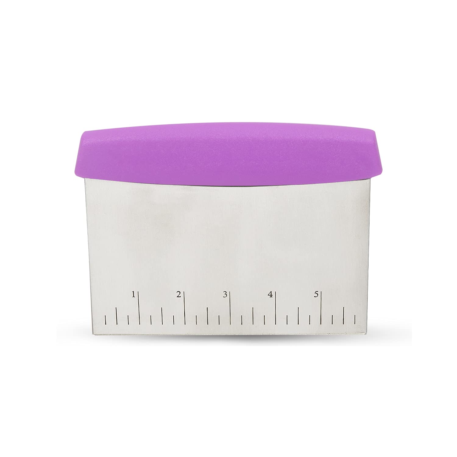 Multi-Purpose Stainless Steel Bench Scraper & Chopper with Measurements.