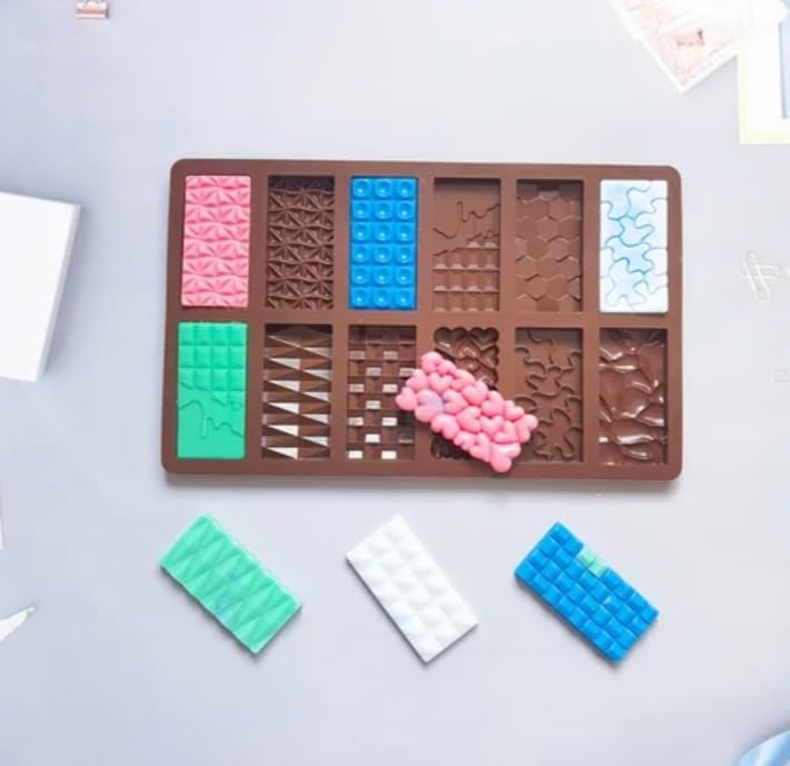 12 Different Designs Silicone Chocolate Bar Mold