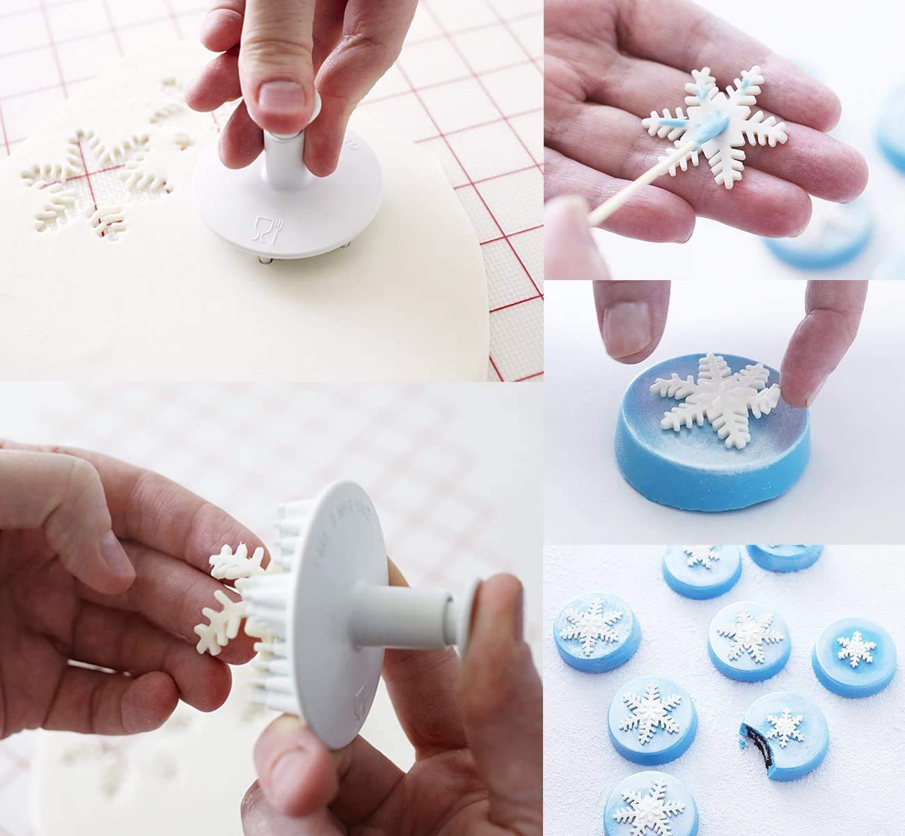 3pcs Snowflake Pattern Plunger Cake Cutter