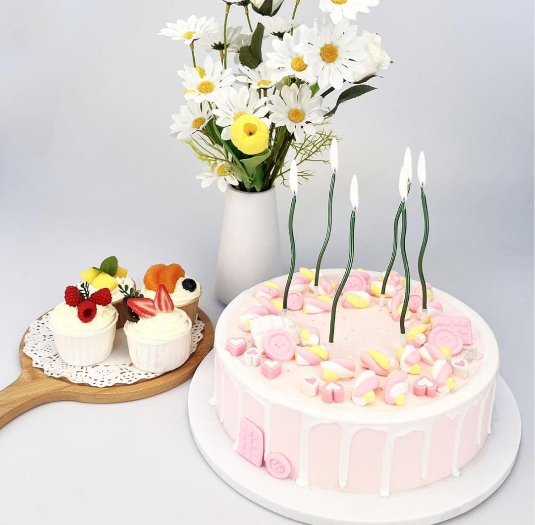 6pc Twisty Green Candles