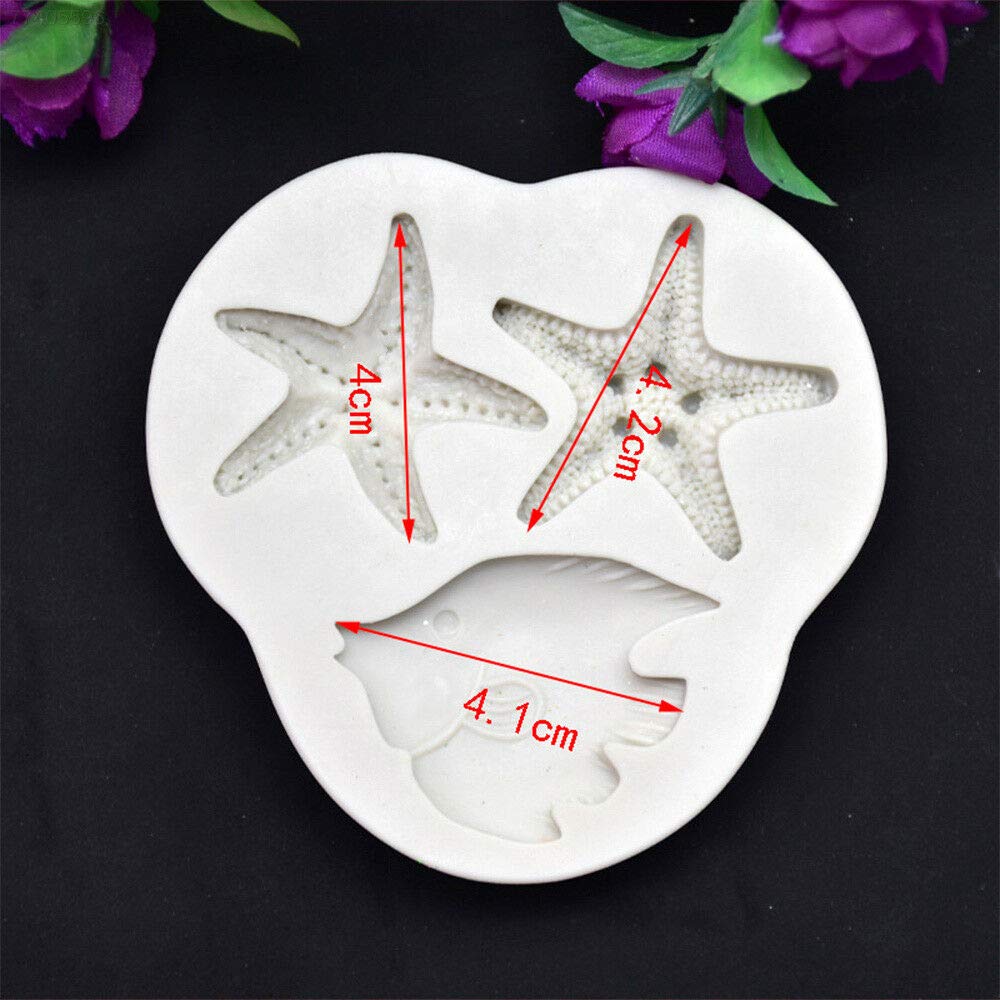 3in1 Starfish Fish Shape Silicone Fondant Mold