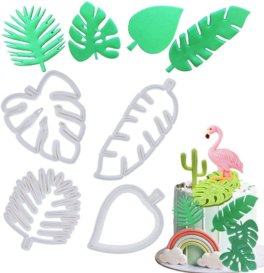 4 Pieces Tropical Leaf Cookie Cutter Shape Set