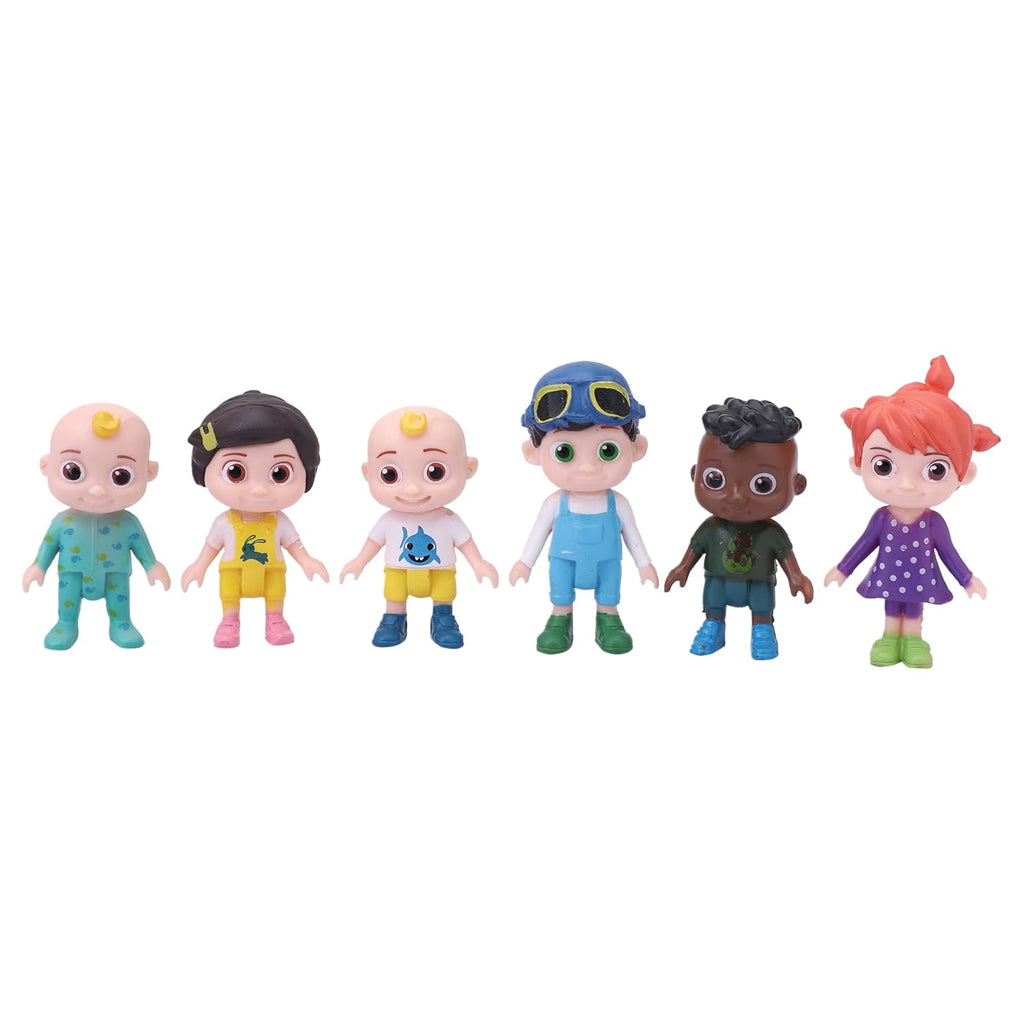 Cocomelon Mini Figures For Cake Toppers Set, 6 Pieces.