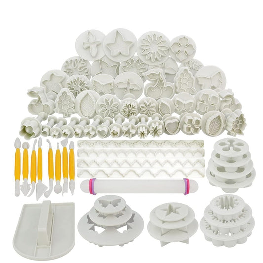 Fondant set - Includes Fondant Cutters, Rolling Pins and Other Tools 46-piece