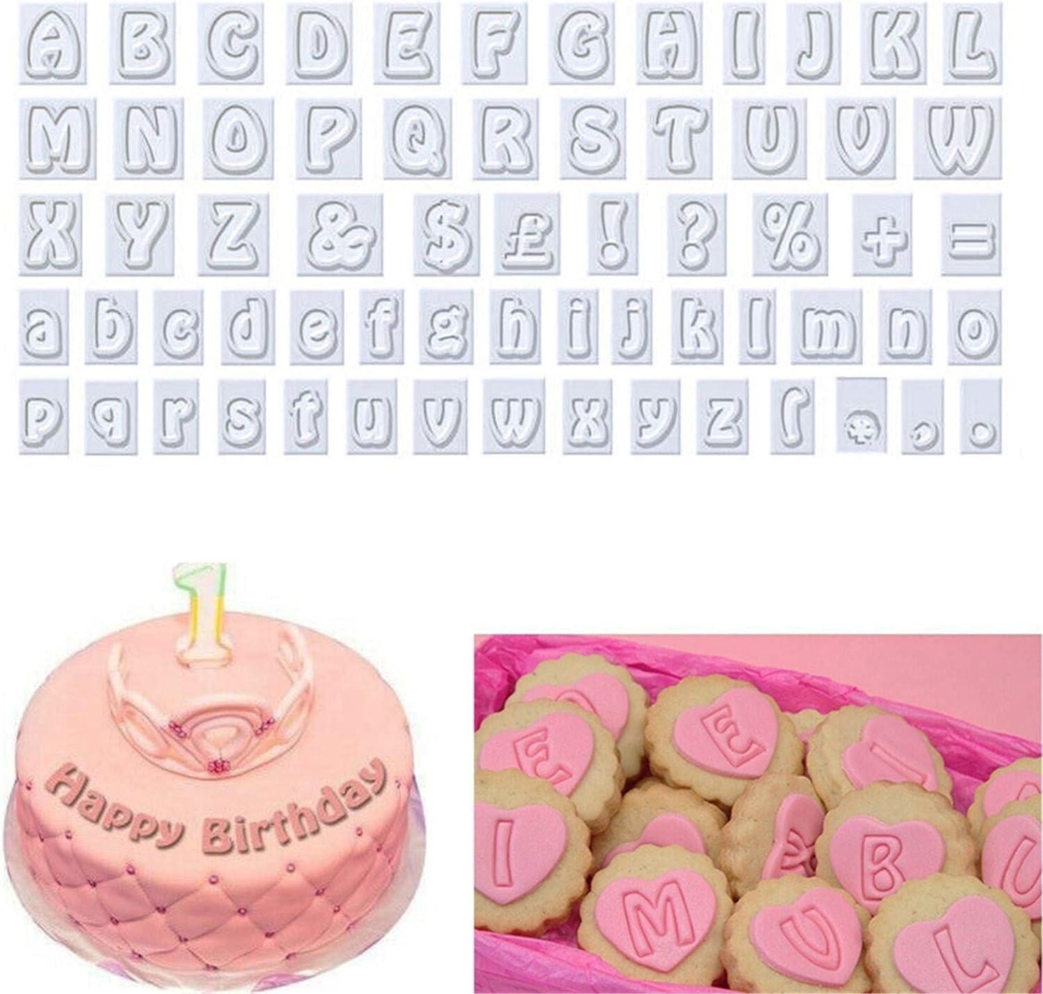 64 Pcs Mini Plastic Alphabet Cookie Cutter Set
