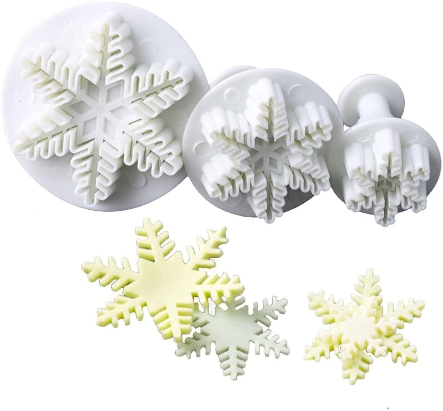 3pcs Snowflake Pattern Plunger Cake Cutter