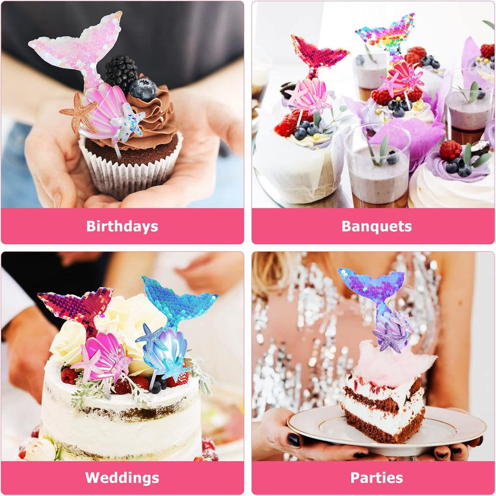Mermaid Cake Toppers Glitter Mermaid Cupcake Topper