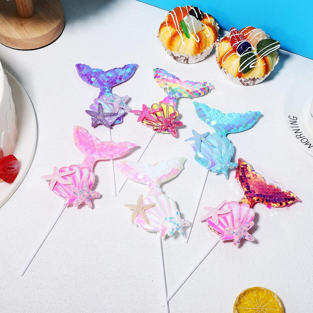 Mermaid Cake Toppers Glitter Mermaid Cupcake Topper